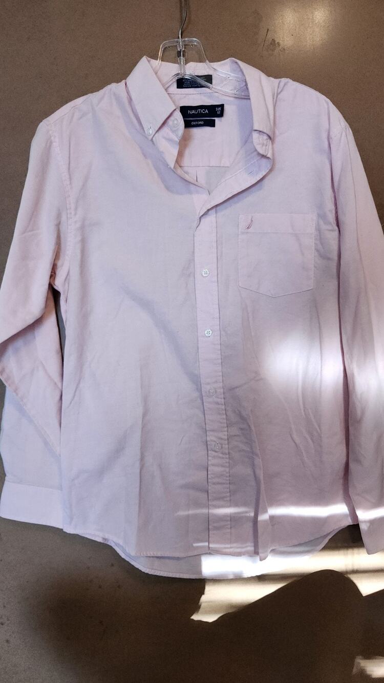 Nautica Boys Size 18 Pink Oxford Long Sleeve Button Down Dressy Preppy #667